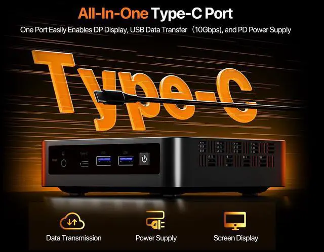 Alt view image 4 of 7 - PELADN Mini Pc, Intel Twin Lake N150(UpgradedN100),16GB DDR4/512GB SSD,Type-c/Dual HD,Mini DesktopComputer,WiFi5 4K/60Hz Triple-Display USB3.2/BT4.2 MiniComputers for Home Business