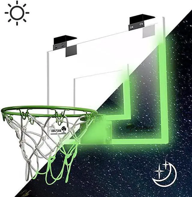 Alt view image 2 of 6 - Mini Indoor Basketball Hoop Glow in The Dark,Mini Basketball Hoop Set for Door & Wall,Include Complete Accessories,LED Kids Mini Basketball Hoop & Ball