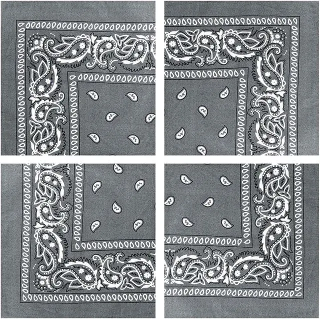 Main image of 4pk Bandana Handkerchief Scarf Headband Hair Tie Hat Liner 100% Cotton Gray