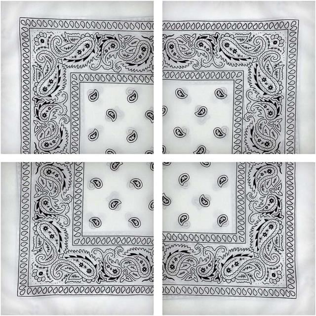Main image of 4pk Bandana Handkerchief Scarf Headband Hair Tie Hat Liner 100% Cotton White