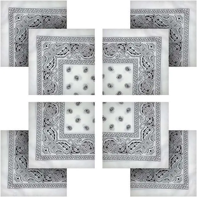 Main image of 8pk Bandana Handkerchief Scarf Headband Hair Tie Hat Liner 100% Cotton White