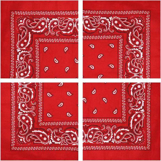 Main image of 4pk Bandana Handkerchief Scarf Headband Hair Tie Hat Liner 100% Cotton Red