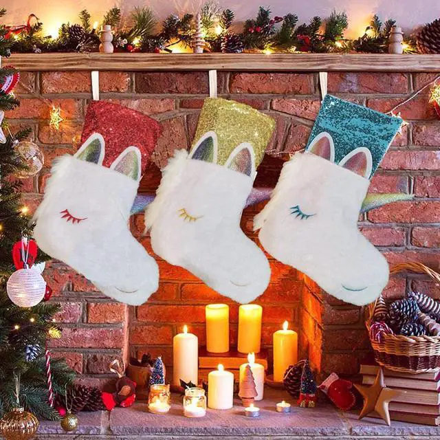 Alt view image 4 of 4 - Sakura Magical Unicorn Stocking Christmas Fun Holiday Decoration with Blue Sequins