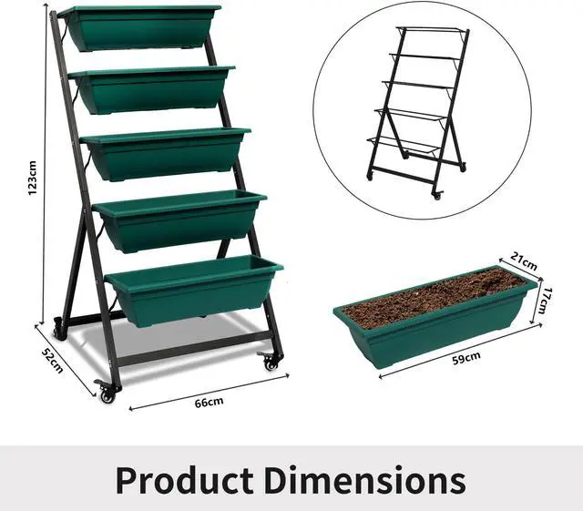Alt view image 3 of 3 - Vertical Raised Garden Bed with Wheel,Freestanding Elevated Planters with Drainage Holes for Flowers Growing,Patio Balcony Greenhouse Outdoor/Indoor