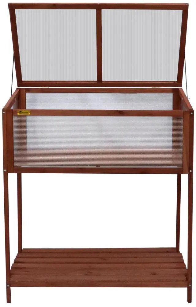 Alt view image 2 of 7 - Wooden Greenhouse Cold Frame, Portable Garden Mini Greenhouse Kit with Shelf, Raised Flower Planter Protection for Outdoor Indoor