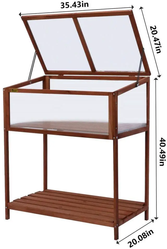 Alt view image 5 of 7 - Wooden Greenhouse Cold Frame, Portable Garden Mini Greenhouse Kit with Shelf, Raised Flower Planter Protection for Outdoor Indoor