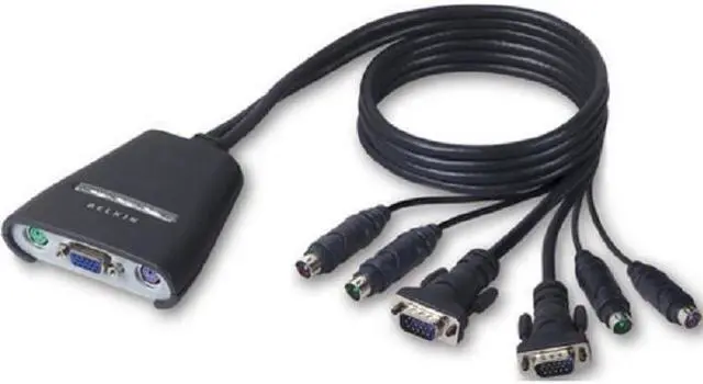 Main image of Belkin 2-Port KVM Switch With Built-In Cabling, PS/2 (F1DK102PV)