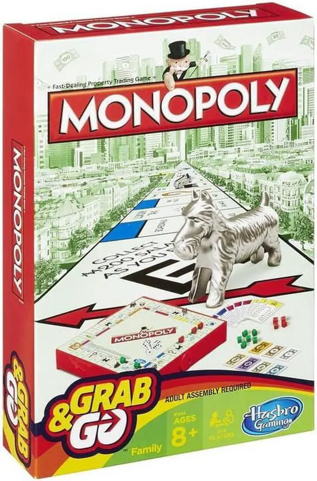 Main image of Hasbro Monopoly Grab and Go Travel Size Family Board Game