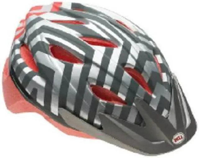Alt view image 2 of 2 - Bell Athena Adult Bike Helmet Silver Chevron Coral 16 Vents Visor True Fit 14+