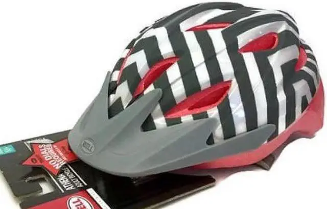 Main image of Bell Athena Adult Bike Helmet Silver Chevron Coral 16 Vents Visor True Fit 14+