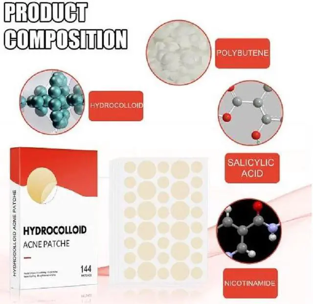 Alt view image 4 of 6 - Acne Patches Hydrocolloid Acne Pimple Patch 144 Count Spot Stickers for Face