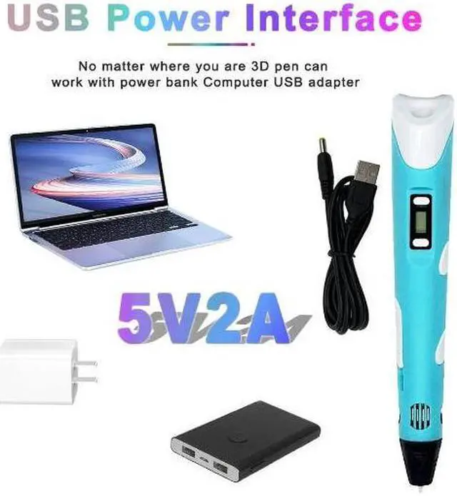 Alt view image 2 of 2 - USB 3D Printing Pen DIY Drawing 9M PLA Filament Ideal Kids Gift