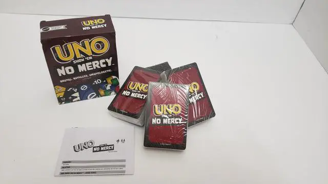 Main image of UNO Show Em No Mercy Brutal Ruthless Unapologetic Card Game Mattel NEW Sealed