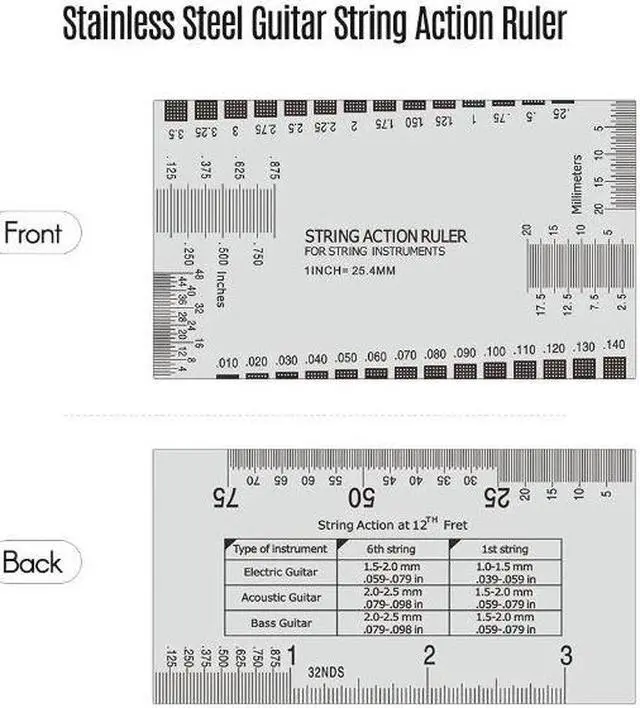 Main image of Guitar String Ruler Stainless Steel String Action Ruler Gauge Tool
