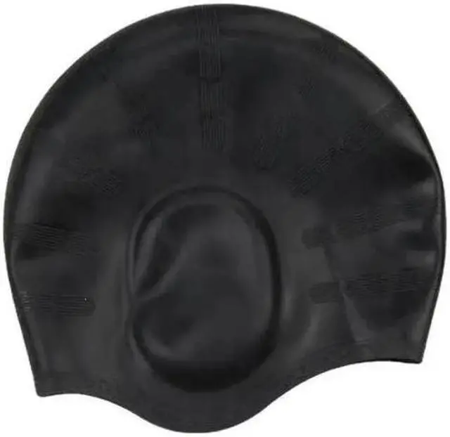 Main image of Silicone Swimming Pool Cap Ear Protect Bathing Hats Black