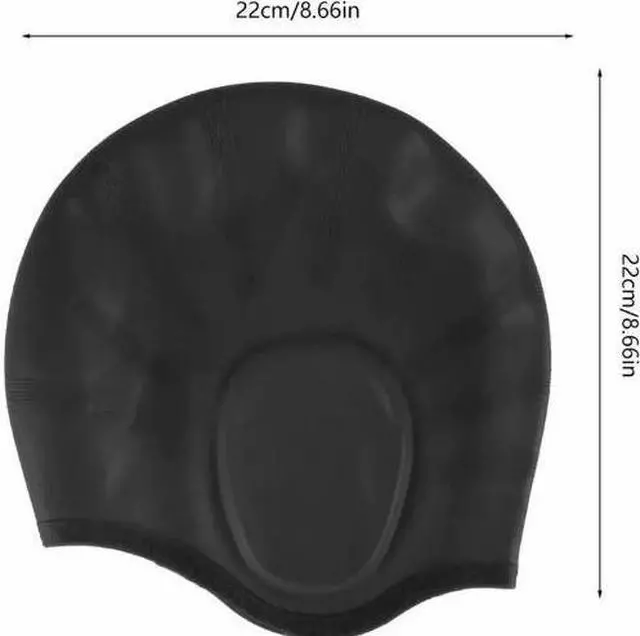 Alt view image 2 of 2 - Silicone Swimming Pool Cap Ear Protect Bathing Hats Blue