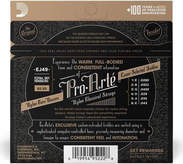Alt view image 2 of 2 - D'Addario EJ49 Pro-Arté Black Nylon Normal Tension Classical Guitar Strings