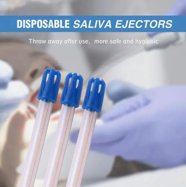 Alt view image 6 of 6 - Dental Saliva Ejector CLEAR/BLUE Disposable Evacuation Suction Tips 100 Pieces