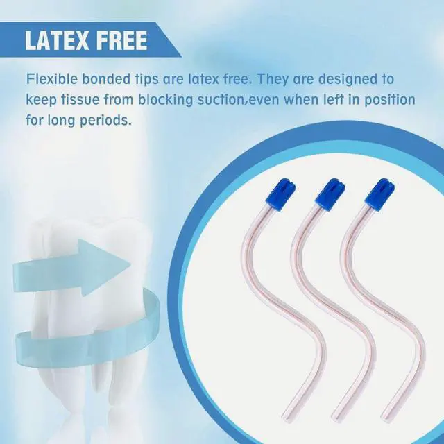 Alt view image 5 of 6 - Dental Saliva Ejector CLEAR/BLUE Disposable Evacuation Suction Tips 100 Pieces