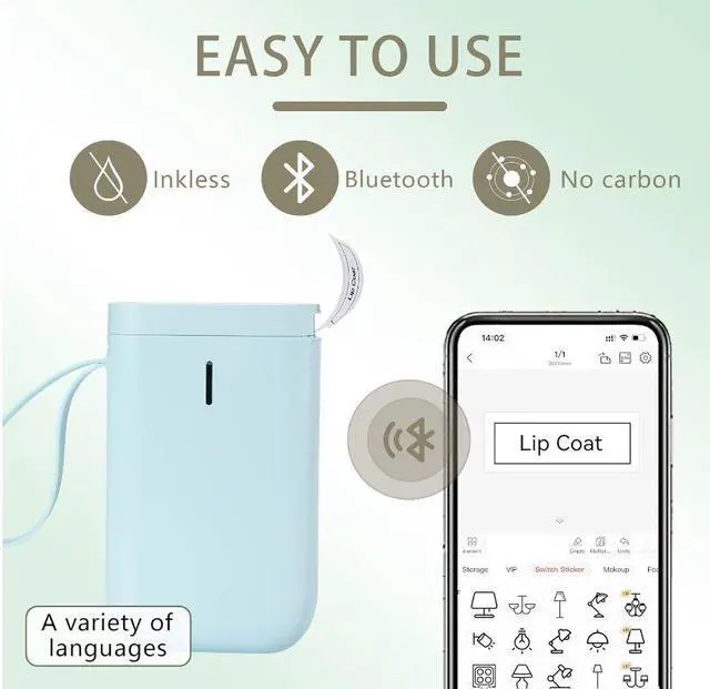 Alt view image 3 of 6 - Niimbot D11 Portable Bluetooth Thermal Label Maker Printer Teal