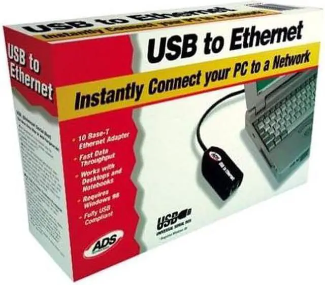 Main image of ADS USB to Ethernet Adapter Instantly Connect Your PC to a Network