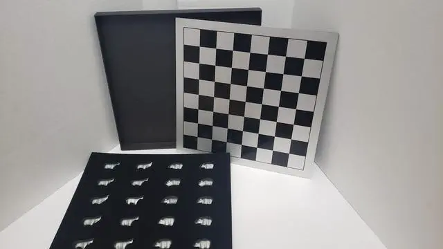 Alt view image 2 of 4 - Wall Street Stainless Steel Bull Bear Checkers Game Stock Market