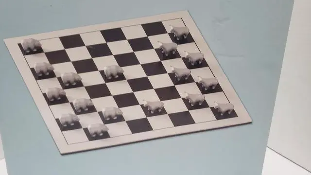 Alt view image 4 of 4 - Wall Street Stainless Steel Bull Bear Checkers Game Stock Market