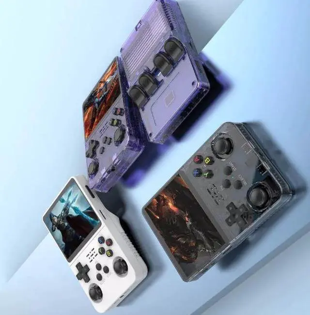 Alt view image 5 of 5 - R36S Handheld Game Console Retro Emulator 3.5 Display 64GB Pocket System Purple