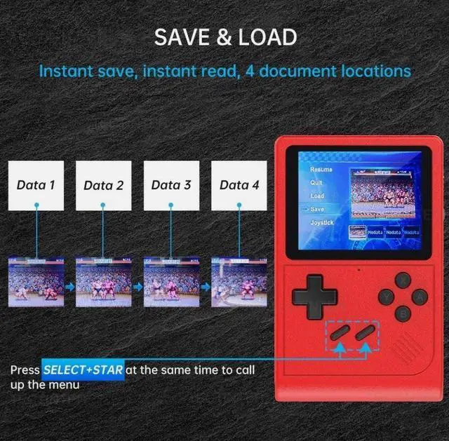 Alt view image 2 of 6 - Handheld Retro Game Console Portable 2.5 LCD Rechargeable 400 Games Black