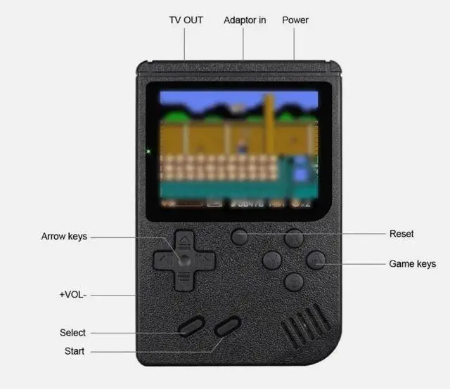 Alt view image 3 of 6 - Handheld Retro Game Console Portable 2.5 LCD Rechargeable 400 Games Black