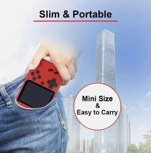 Alt view image 4 of 6 - Handheld Retro Game Console Portable 2.5 LCD Rechargeable 400 Games Black