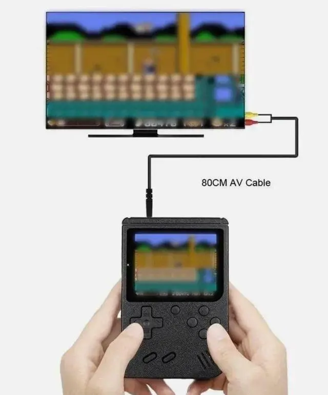 Alt view image 6 of 6 - Handheld Retro Game Console Portable 2.5 LCD Rechargeable 400 Games Black