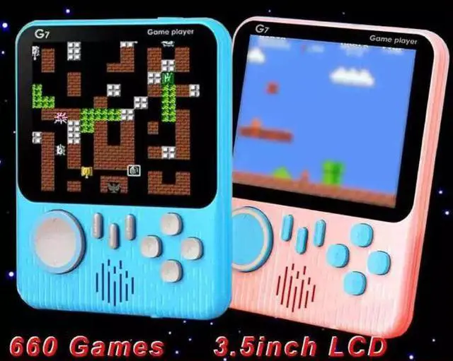 Alt view image 2 of 7 - Portable Retro Handheld Game Console 600 Classic Games 3.5" Screen Blue