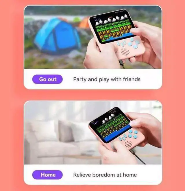 Alt view image 5 of 7 - Portable Retro Handheld Game Console 600 Classic Games 3.5" Screen Blue