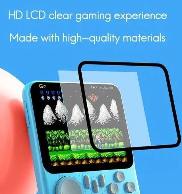 Alt view image 6 of 7 - Portable Retro Handheld Game Console 600 Classic Games 3.5" Screen Blue