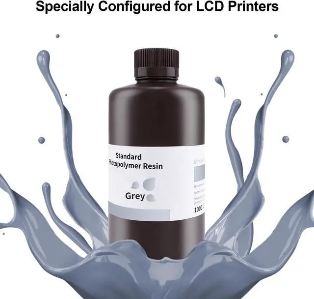 Alt view image 5 of 7 - ELEGOO Standard LCD 3D Printer Resin, Fast UV-Curing 3D 405nm UV Resin Photopolymer Resin for High Precision Rapid LCD 3D Printing Grey 1000G