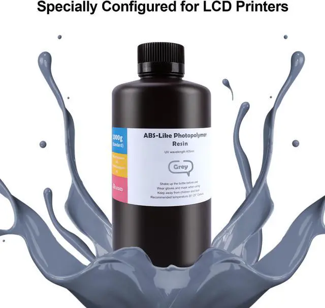 Alt view image 5 of 7 - ELEGOO ABS-Like 3D Printer Resin, 405nm UV-Curing LCD Resin High Precision Fast Curing Non-Brittle Standard Photopolymer Resin for LCD Printing Grey 1000G