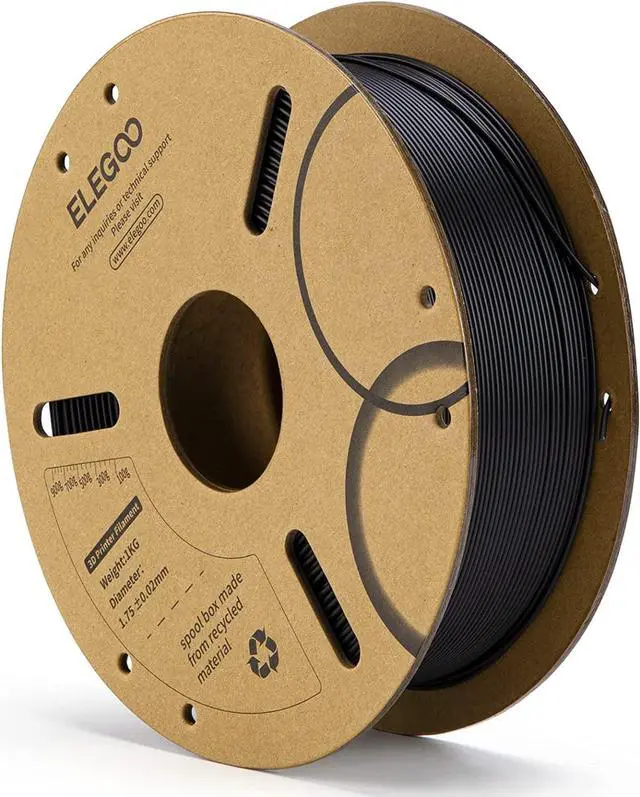 Main image of ELEGOO PLA+ Filament 1.75mm, 3D Printer Filament, Dimensional Accuracy +/- 0.02 mm, Tough & High Strength, Compatible with Most FDM Printers,Black 1KG