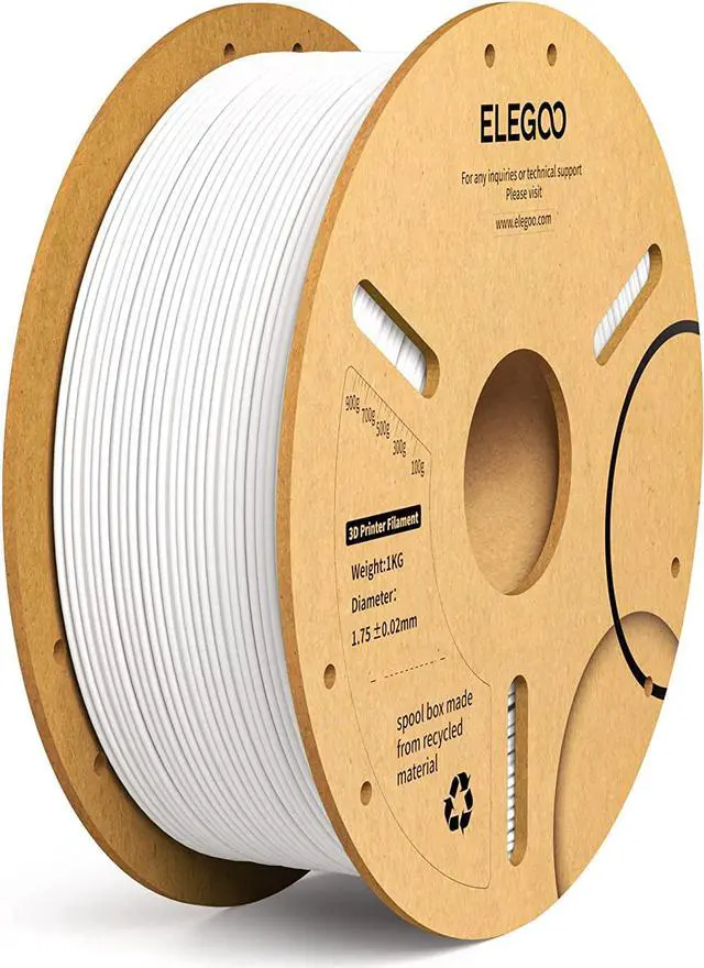 Main image of ELEGOO PLA+ Filament 1.75mm, 3D Printer Filament, Dimensional Accuracy +/- 0.02 mm, Tough & High Strength, Compatible with Most FDM Printers, White 1kg