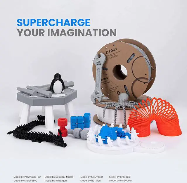 Alt view image 6 of 7 - ELEGOO PLA+ Filament 1.75mm, 3D Printer Filament, Dimensional Accuracy +/- 0.02 mm, Tough & High Strength, Compatible with Most FDM Printers, White 1kg