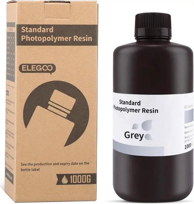 Alt view image 7 of 7 - ELEGOO Standard LCD 3D Printer Resin, Fast UV-Curing 3D 405nm UV Resin Photopolymer Resin for High Precision Rapid LCD 3D Printing Grey 1000G