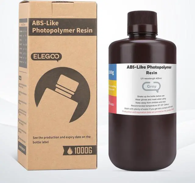 Alt view image 7 of 7 - ELEGOO ABS-Like 3D Printer Resin, 405nm UV-Curing LCD Resin High Precision Fast Curing Non-Brittle Standard Photopolymer Resin for LCD Printing Grey 1000G