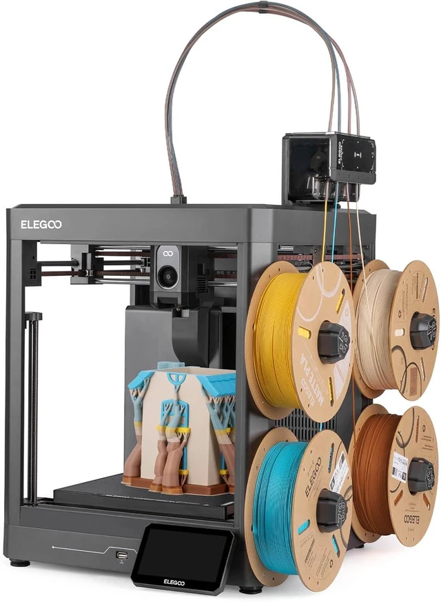 Main image of ELEGOO Centauri 2 Combo 3D Printer, Beginner-Friendly Multicolor Printing 500mm/s High-Speed CoreXY Printer, 4-Color Printing, Auto Leveling, 350°C Nozzle