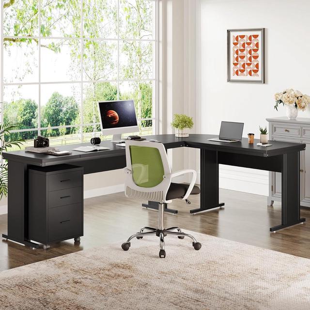 Tribesigns Large L-Shaped Desk, 63 Executive Computer Desk with Mobile File Cabinet