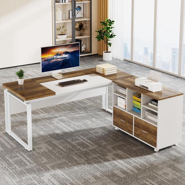 Tribesigns L Shaped Executive Desk with Reversible File Cabinet 63 Office Desk with Storage Drawers L Shaped Computer Desk with Drawer Cabinet Newegg
