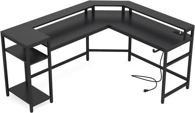 Tribesigns Gaming Desk, L-Shaped Desk with Power Outlets & LED Strips