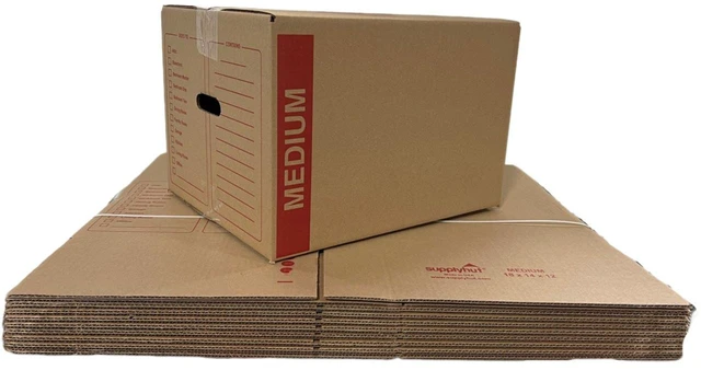 Main image of 20 - Pack Medium Cardboard Moving Boxes 18x14x12 32 ECT With Handles