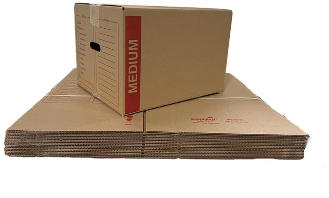Main image of 25 - Pack Medium Cardboard Moving Boxes 18x14x12 32 ECT With Handles