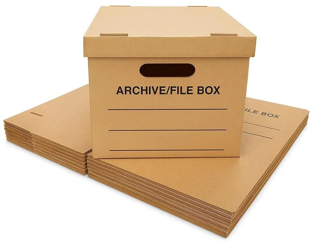 Alt view image 2 of 7 - 50 - Pack 15x12x10 Small Standard File Storage Moving Box with Lid Letter Handles