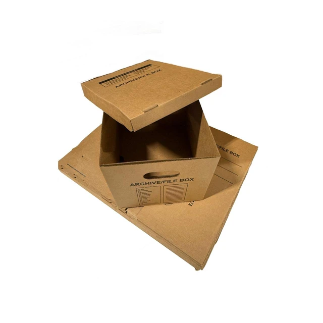 Alt view image 3 of 7 - 50 - Pack 15x12x10 Small Standard File Storage Moving Box with Lid Letter Handles